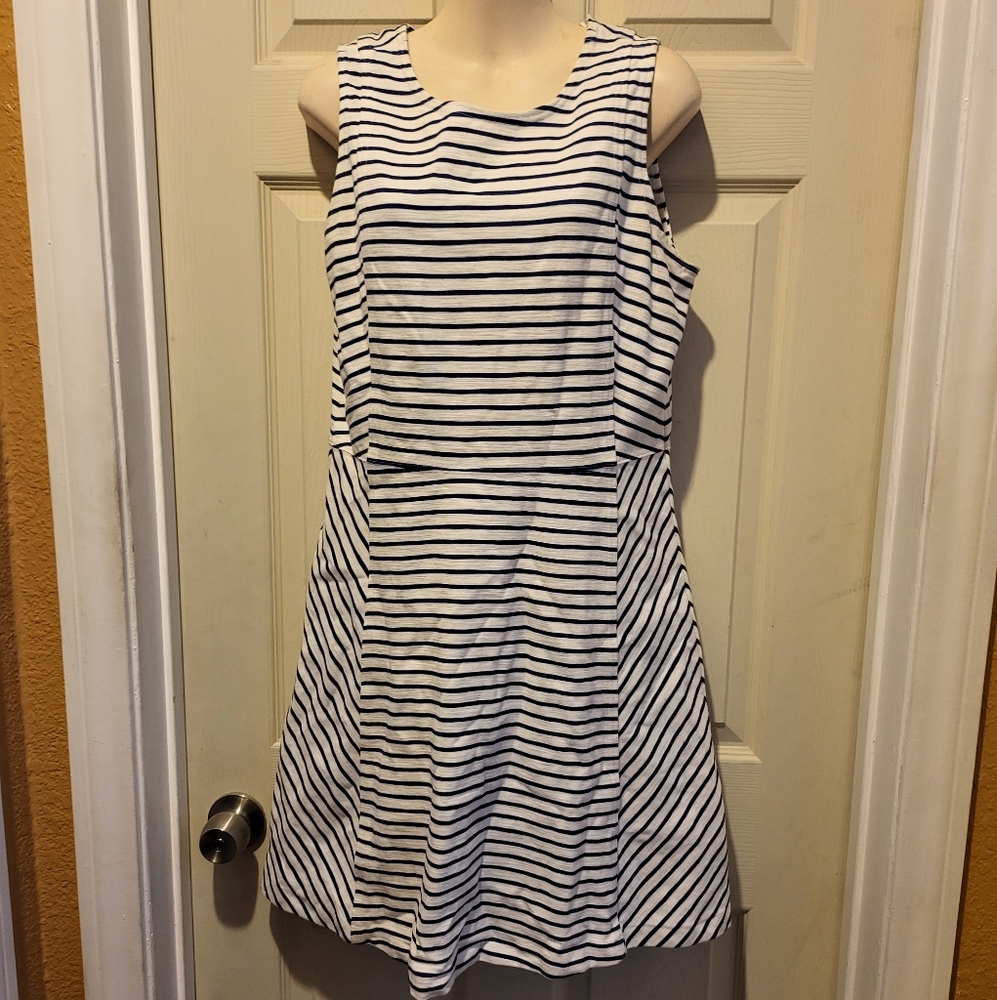 💲J. Crew White Navy A Line Dress
